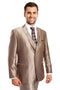 Cheap Priced Suit- Men's Two Button Vested Shiny Sharkskin Wedding & Prom 2025 Fashion Dark Taupe Suit