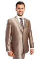 Cheap Priced Suit- Men's Two Button Vested Shiny Sharkskin Wedding & Prom 2025 Fashion Dark Taupe Suit