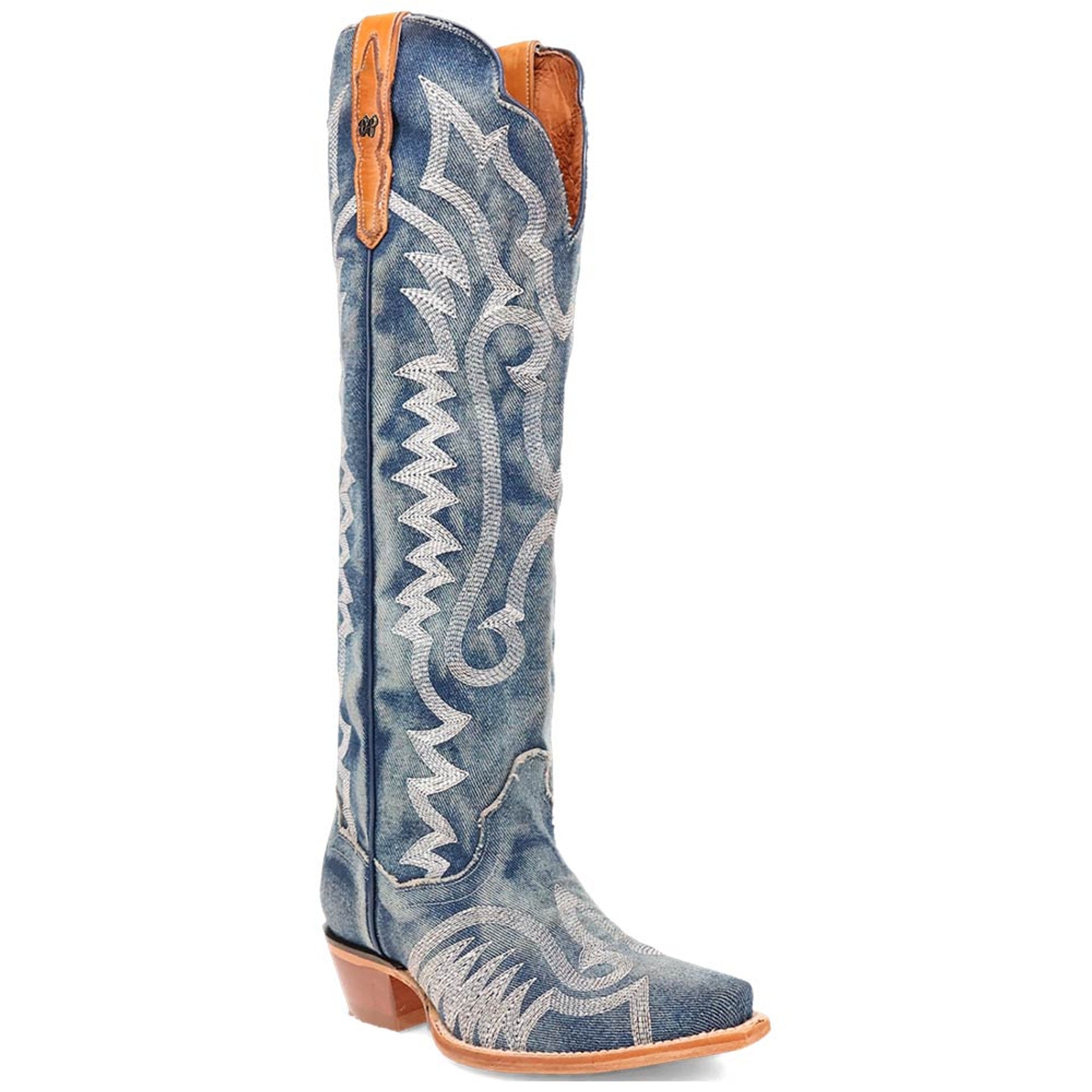 Dan Post Women's Denim Darlin Zipper Snip Toe Boots - 6M