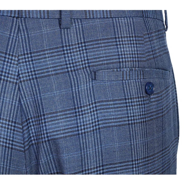 Designer Brand - Wool Stretch Single Breasted Slim Fit Denim Blue Glen Check