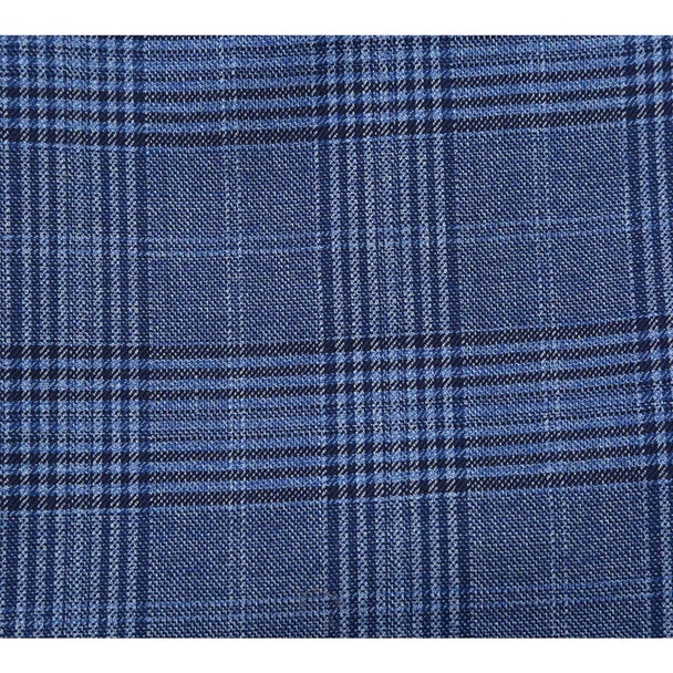 Designer Brand - Wool Stretch Single Breasted Slim Fit Denim Blue Glen Check
