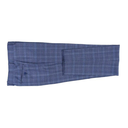 Designer Brand - Wool Stretch Single Breasted Slim Fit Denim Blue Glen Check