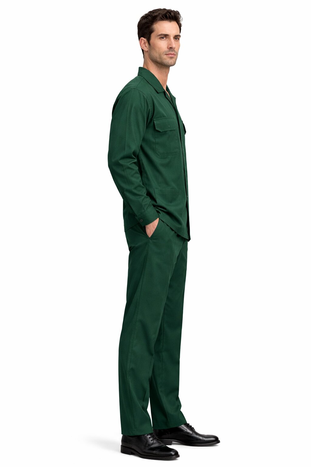 Mens Luxury Hunter Green Wool Two-Piece Leisure Walking Suit - Small