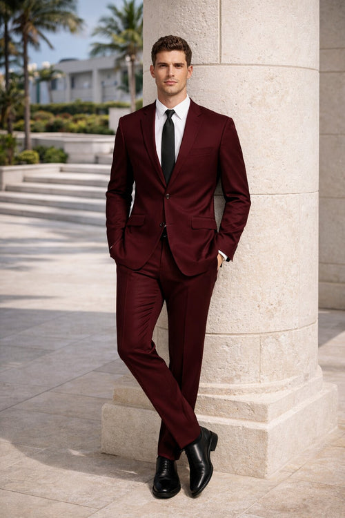 Men's Maroon Color ~ Slim Fit Burgundy Maroon Suit ~ Wine Suit