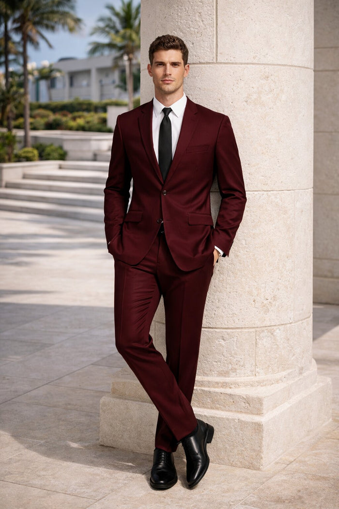 Men's Maroon Color ~ Slim Fit Burgundy Maroon Suit ~ Wine Suit
