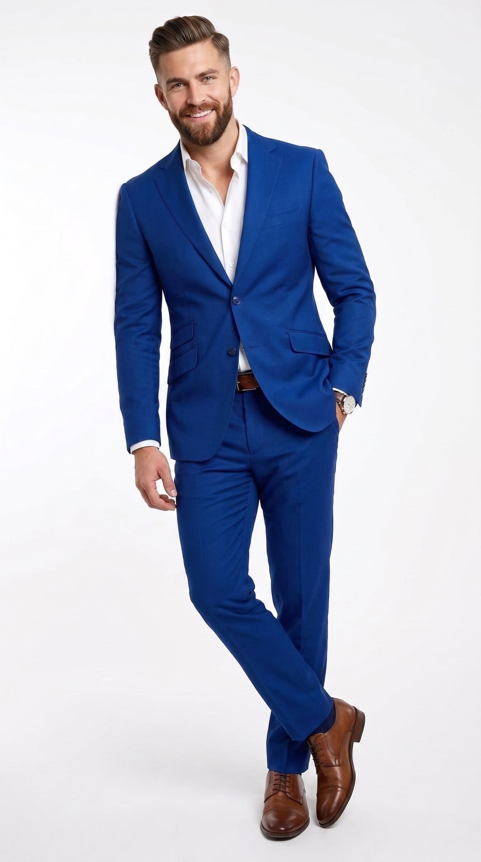 Men’s Dark Royal Blue Suit Separates, Big and Tall Indigo Cobalt Blue Formal Dress Suit - 38 Short Jacket+32 Waist Adjustable 28to34)(Height: 5 4 to5 7 )(Neck  15-16.5)S-M)