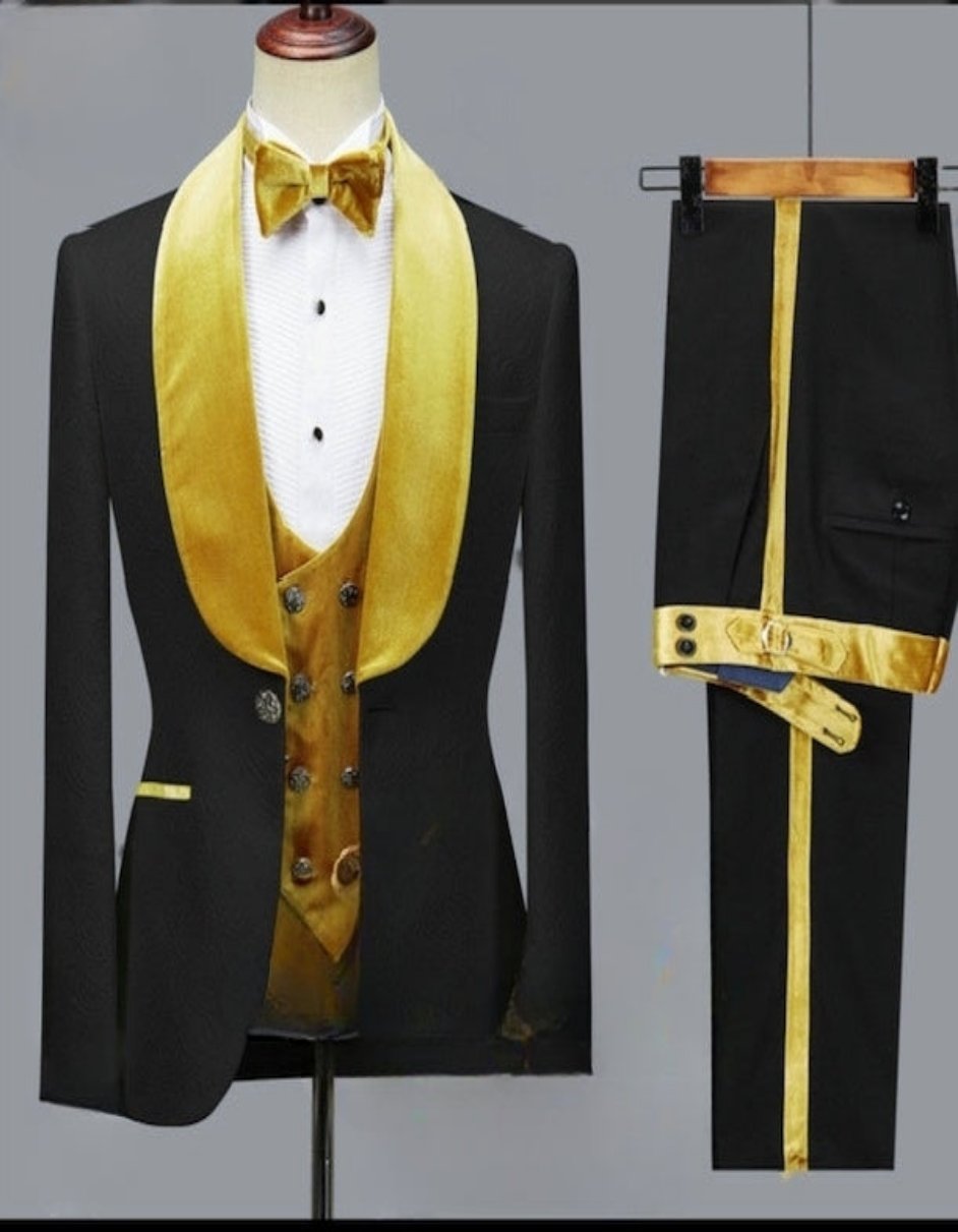 Mens Black Dinner Jacket - Two Toned Color Blazer - Black and Gold Sport Coat