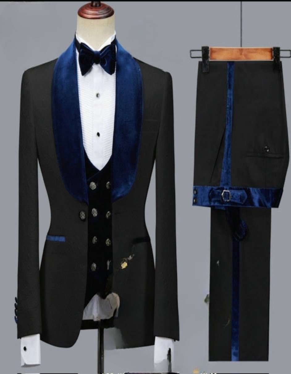 Mens Black Dinner Jacket - Two Toned Color Blazer - Black and Navy Blue Sport Coat - Coat Size 38