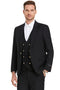 "Black Men's Vested Suit with Gold Buttons - One Button Peak Lapel"