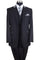 "Peak Lapel Men's Suit - 2 Button Vested with Contrast Collar in Black & Grey"