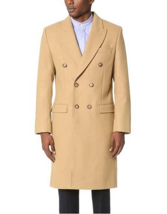 Camel Hair Top coat - Double Breasted Coat - Big and Tall Peacoat - Top coats For Men