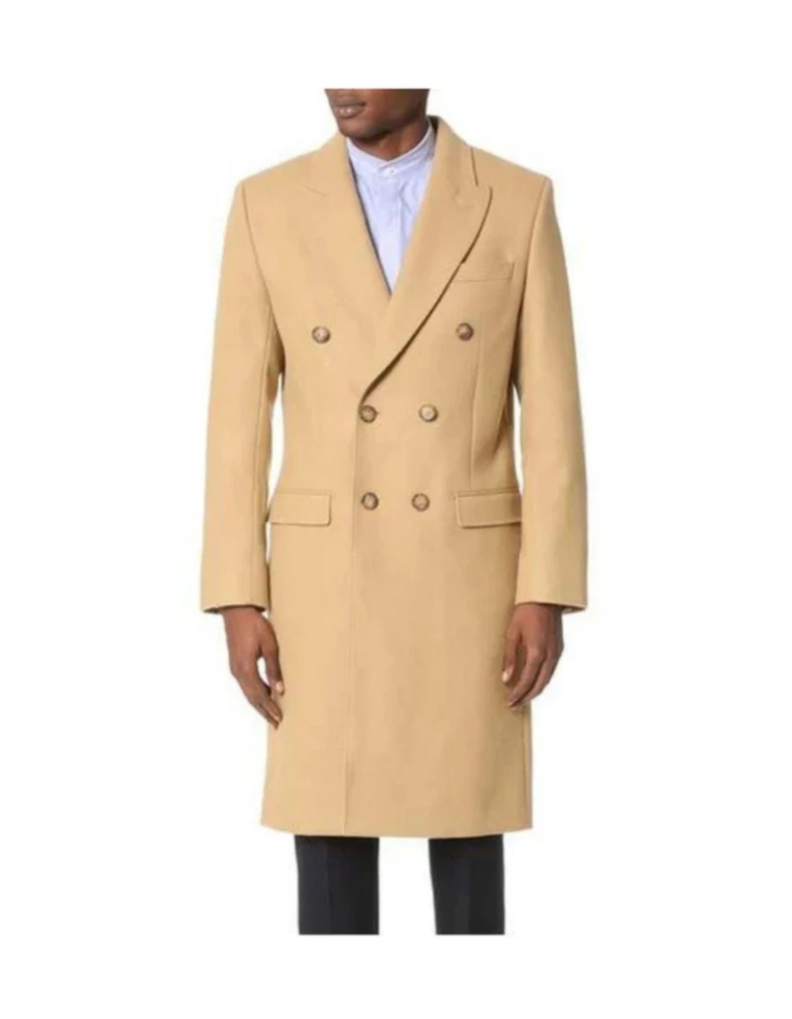 Camel Hair Top coat - Double Breasted Coat - Big and Tall Peacoat - Top coats For Men