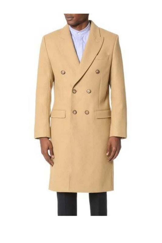 Camel Hair Top coat - Double Breasted Coat - Big and Tall Peacoat - Top coats For Men