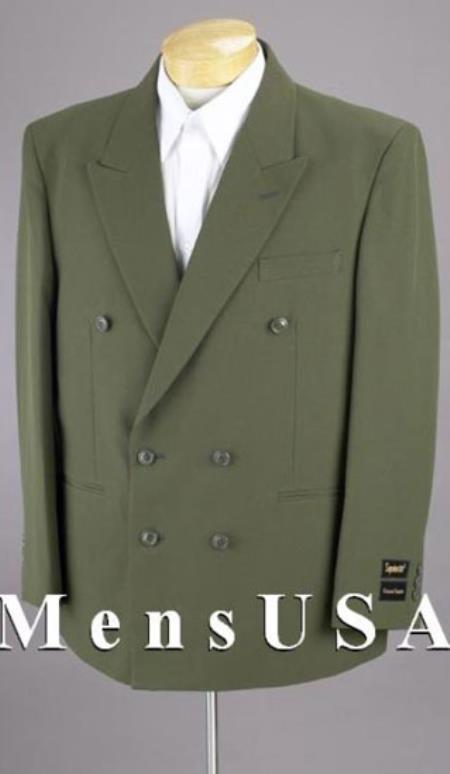 Green Double Breasted Suit Many Styles & Brands $99UP 2pc Men's SHARP Double Breasted DRESS Olive Green Blazer / Sportcoat Jacket
