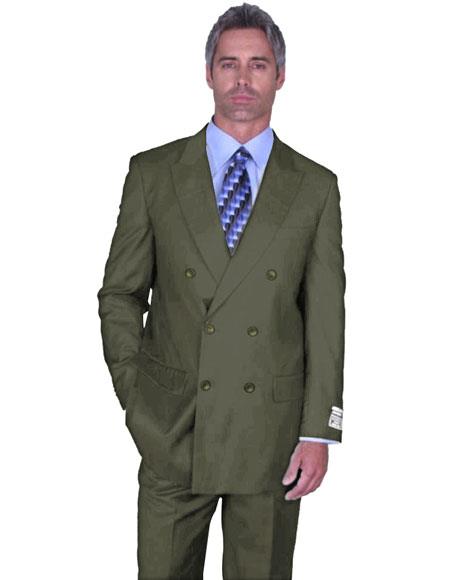 Green Double Breasted Suit Many Styles & Brands $99UP Men's Double Breasted Peak Lapel Sage Green Suit Side Vented - 38 Short Jacket+32 Waist Adjustable 28to34) (Height: 5'4"to5'7") (Neck 15-16.5)S-M)ggg