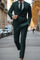 Slim Fit Double Breasted Suit Gold Buttons - Olive Suit - Designer Wool Suits green
