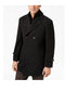 Double-Breasted Wool-Blend Peacoat with Knit Bib Inset,charcoal overcoat Notched collar