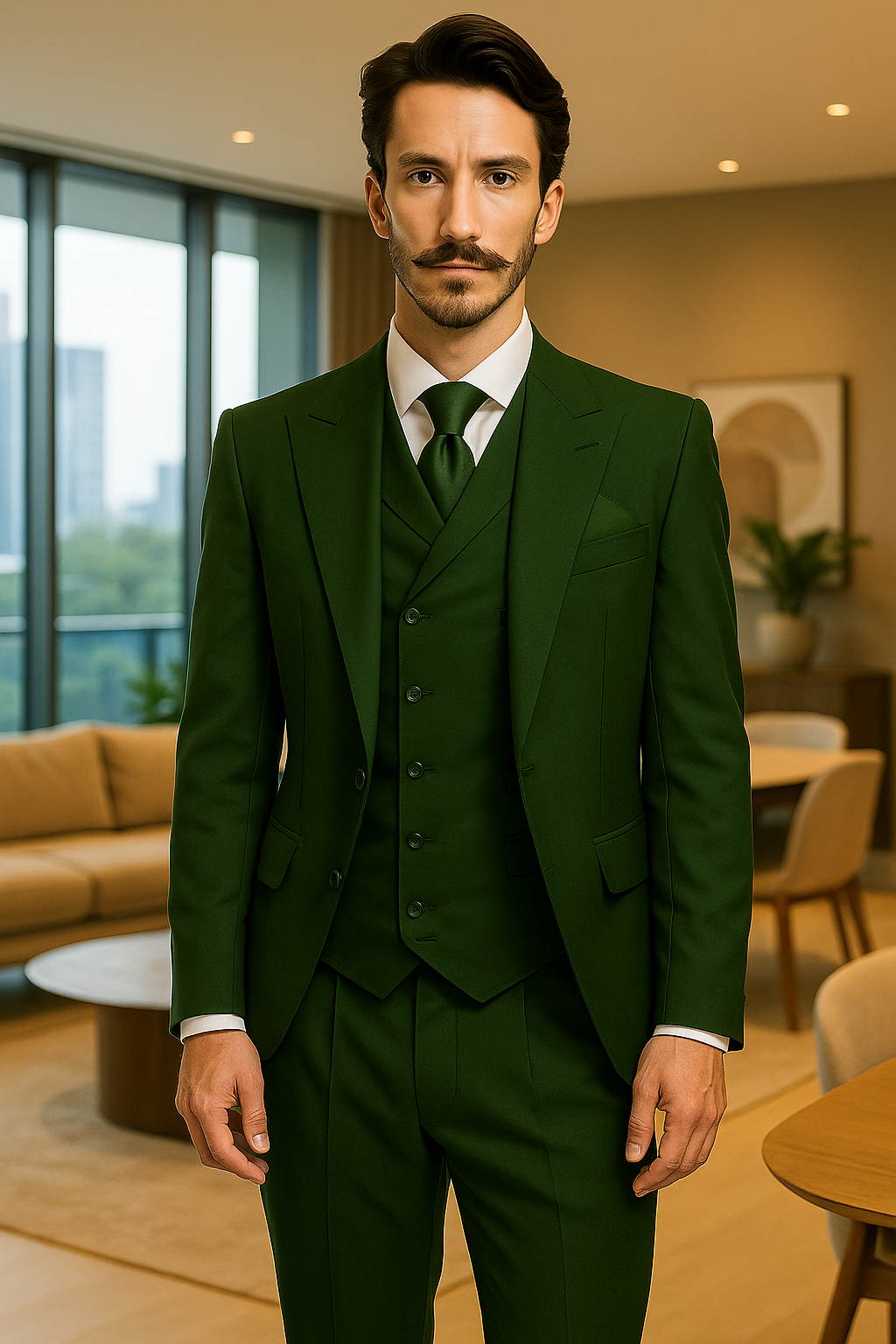 Mens 1930s Suits - Hunter Green Suit - 38 Short Jacket+32 Waist Adjust 28to34)(Height: 5 4 to5 7 )(Neck  15-16.5)S-M)