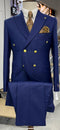 Mens Double Breasted Suits Gold Buttons - 100% Wool Royal Blue - Double Breasted Blazer suit