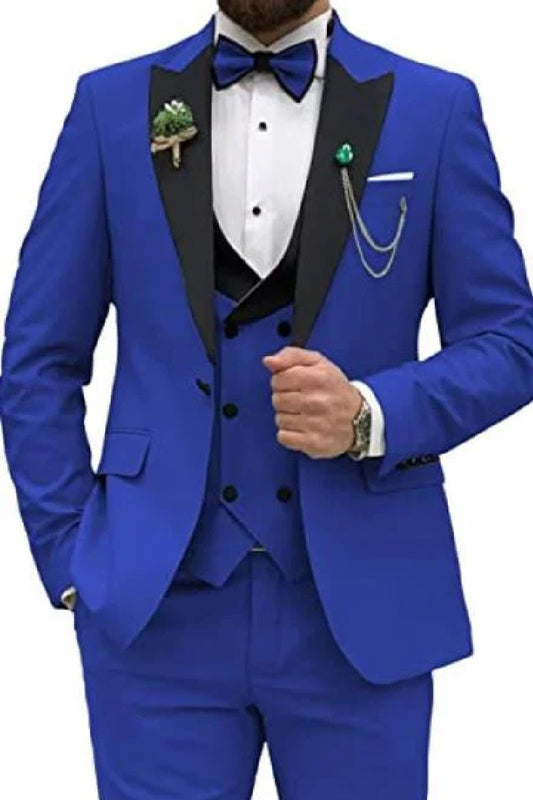 Ultra Slim Fit Prom 2025 Tuxedos - Royal Blue Prom 2025 Suits With Double Breasted Vest - Homecoming Suit Blue Prom 2025 Suits Royal Blue Prom 2025 Suits