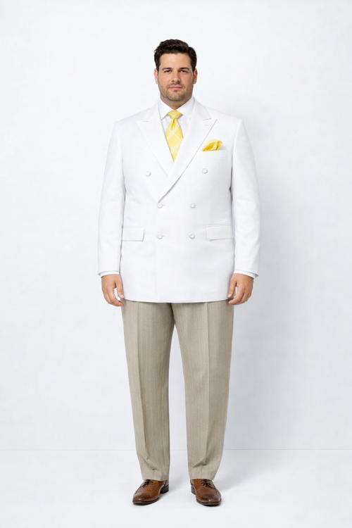 Classic Mens White Double Breasted Sport Coat | Elegant Formal Blazer Jacket