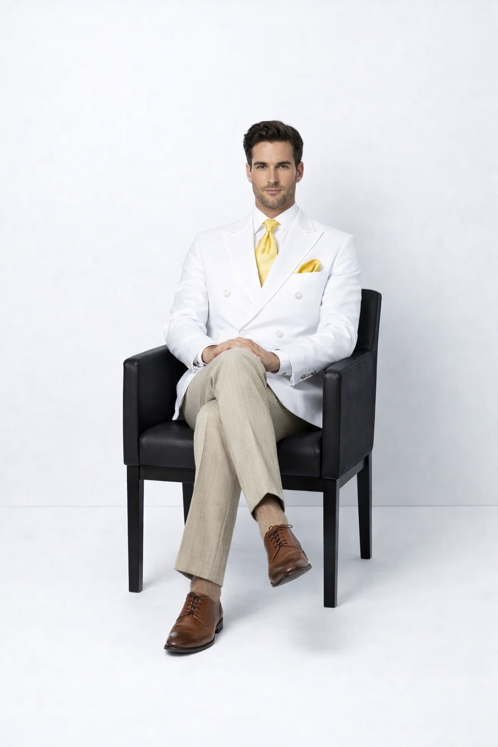 Classic Menâ€™s White Double Breasted Sport Coat | Elegant Formal Blazer Jacket - 34 Short