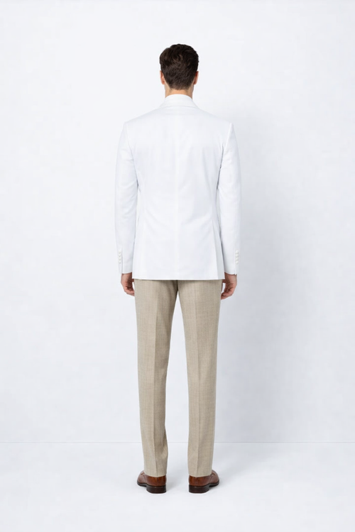 Classic Mens White Double Breasted Sport Coat | Elegant Formal Blazer Jacket