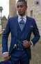 Mens Suits With Double Breasted Vest - Single Button Peak Lapel Tuxedo Royal Blue Suits blue