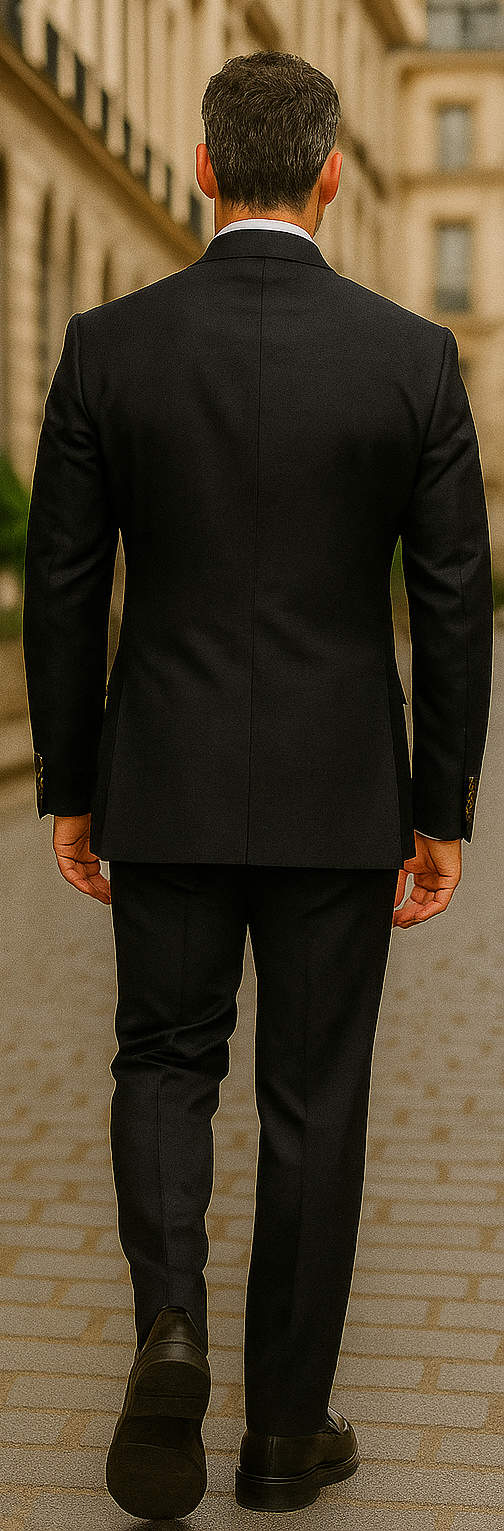Double Breasted Blazer with Gold Buttons - Black Sport Coat - 36 Short