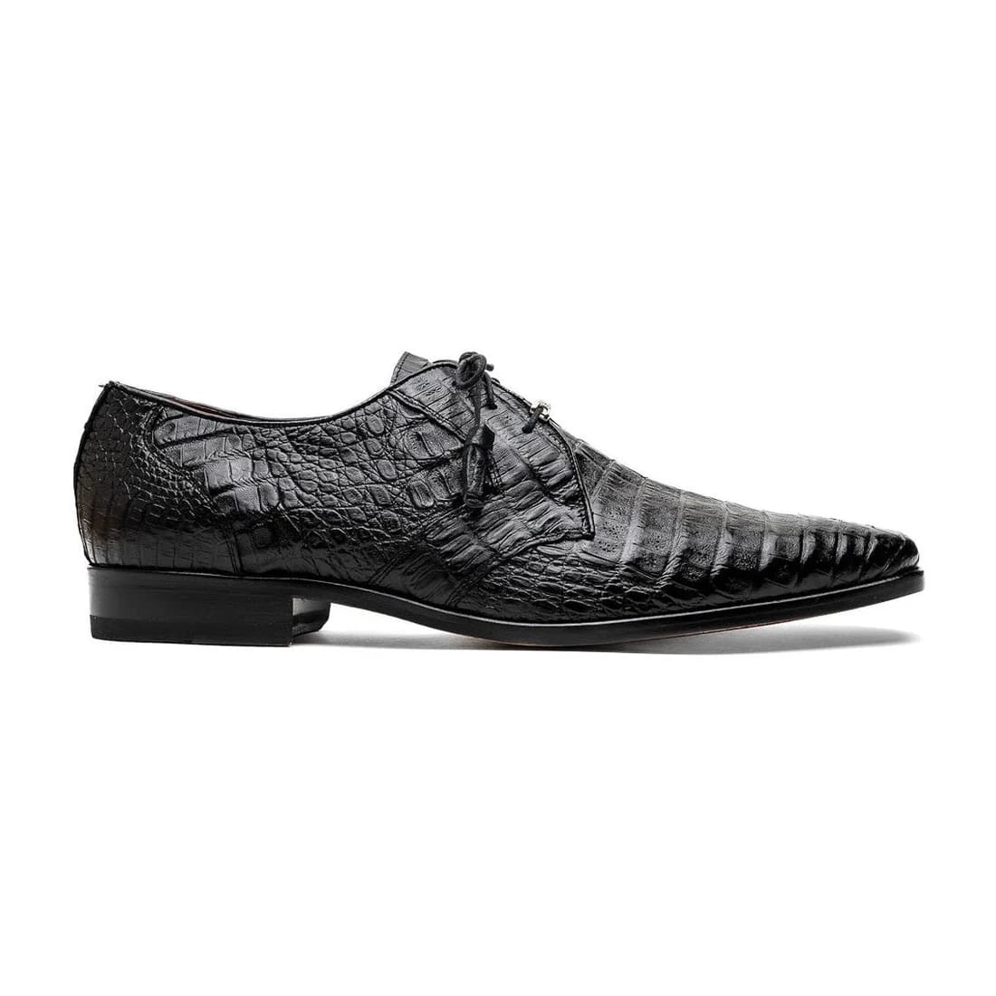 Marco Di Milano Lacio Men's Shoes Black Genuine Caiman Crocodile Dress Derby Oxfords - 6