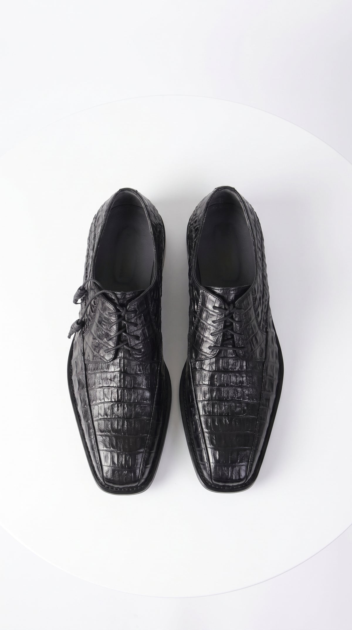 Men’s Original Exotic Caiman Belly Skin Shoes ZV038205, Black Lace-Up Formal Dress Shoes