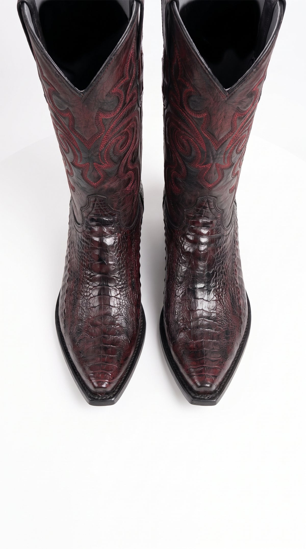 Los Altos Men’s Black Cherry Ostrich Leg Cowboy Boots, Exotic Dress Western Boots