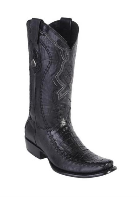 Men's Wild West Dubai Toe Style Black Genuine Caiman Belly Handcrafted Dress Cowboy Boot Cheap Priced For Sale Online - 6.5 Standard / D / Medium
