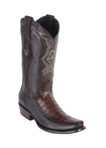 Men's Dubai Toe Style Wild West Faded Brown Genuine Caiman Belly Handcrafted Dress Cowboy Boot Cheap Priced For Sale Online - 6.5 Standard / D / Medium