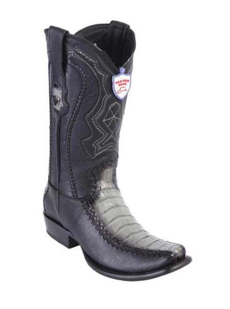 Men's Faded Gray Wild West Genuine Caiman Belly Dubai Toe Style Handcrafted Dress Cowboy Boot Cheap Priced For Sale Online - 6.5 Standard / D / Medium
