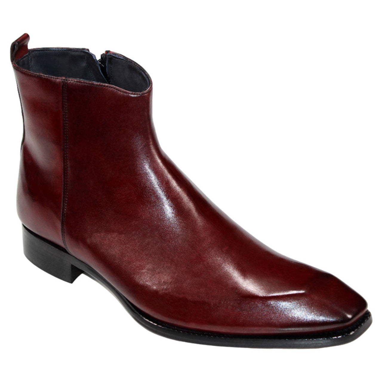 Duca Romano Cordovan Burgundy Genuine Italian Calfskin Ankle Boots - 6