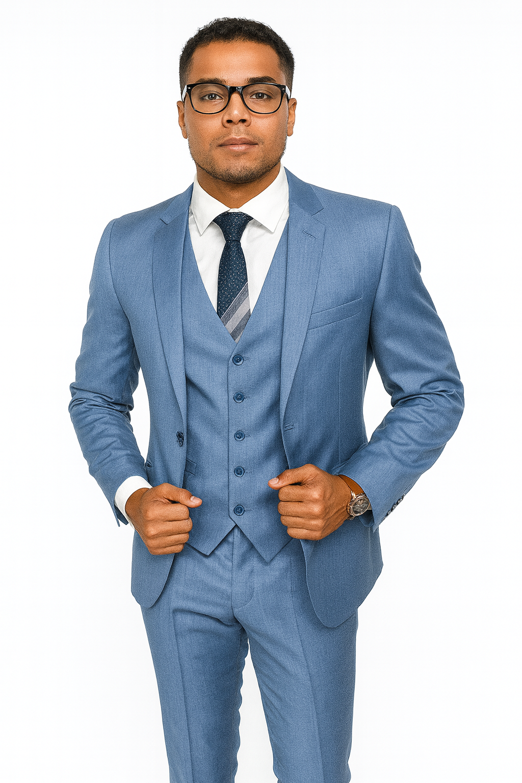 Dusty Blue Groomsmen Suits - Dusty Blue Suits - Mens Suits suit - 38 Regular - 32 Waist