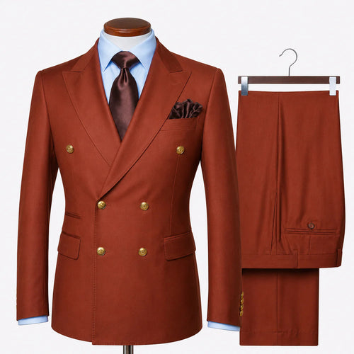 Rossi Man Rust Double Breasted Mens Modern Fit Suit