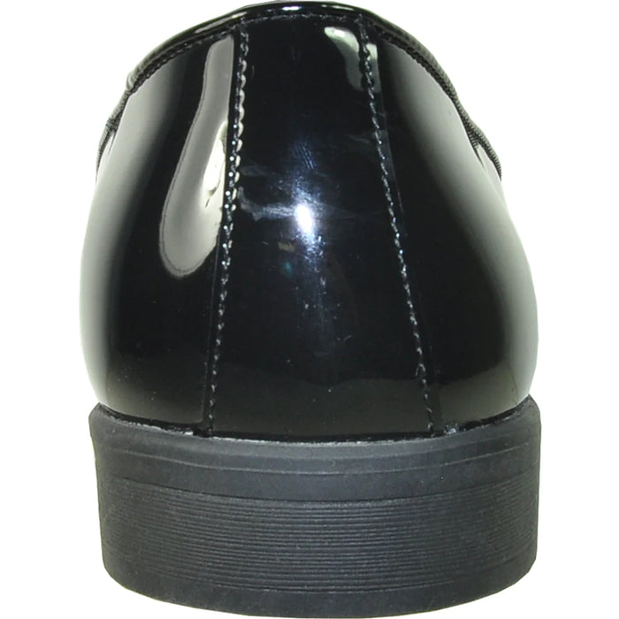 "Black Men's Classic Patent Loafer - Plain Toe Slip-On Tuxedo Shoe"