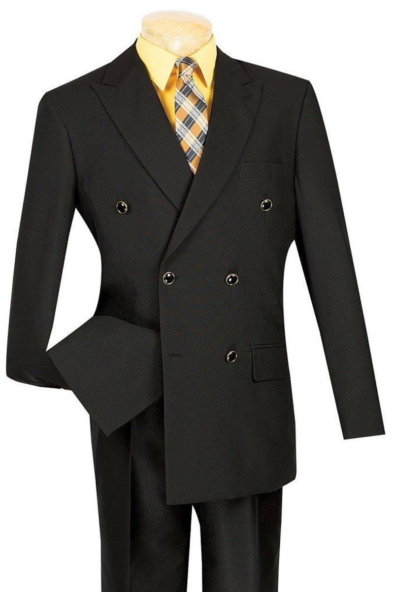Mens Double Breasted Poplin Dress Blazer in Black - XS