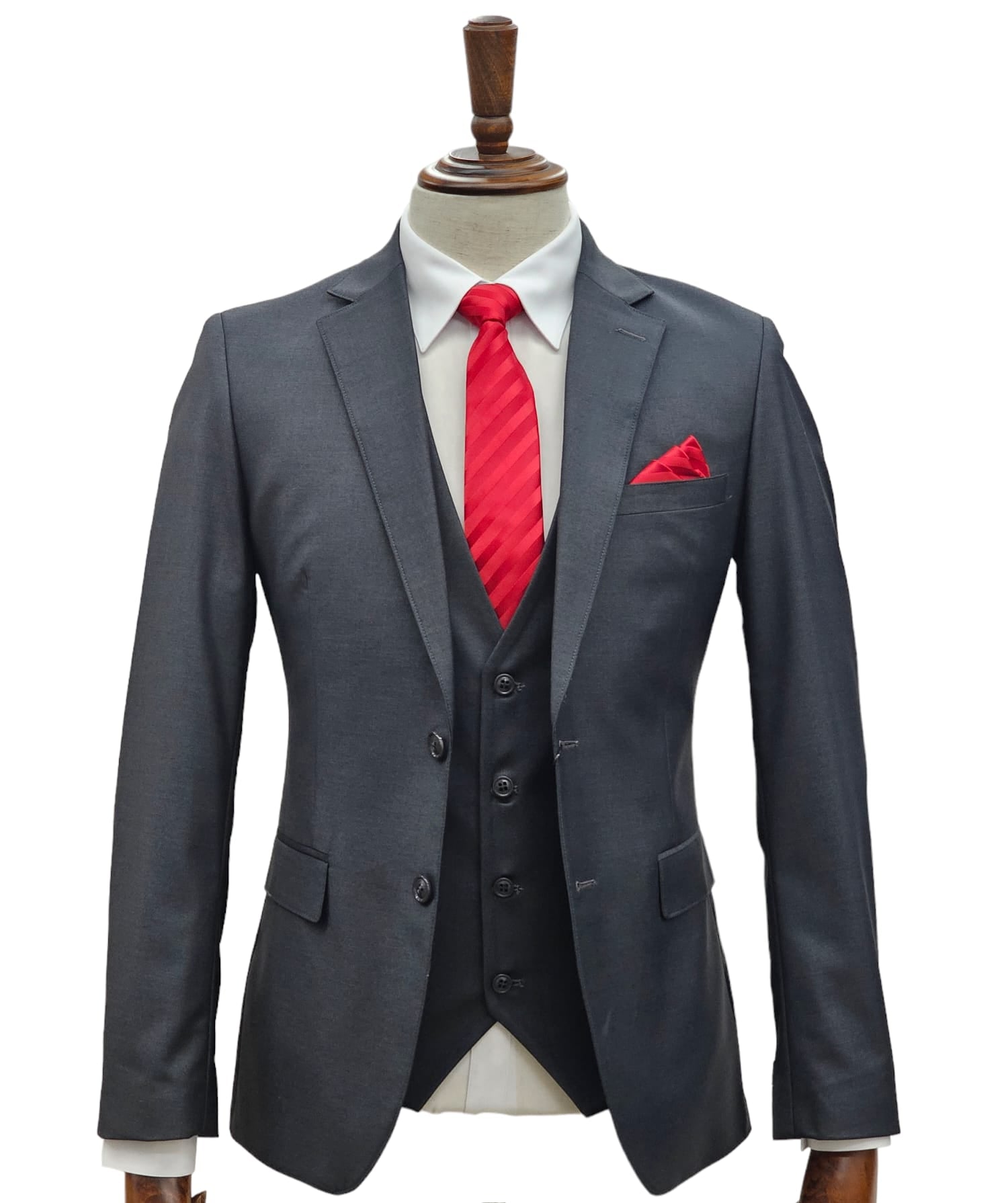 Effetti Suit Designer - 2 button Notch Lapel slim fit EF2N+V-8129 CHARCOAL - 34 Short or Extra Small
