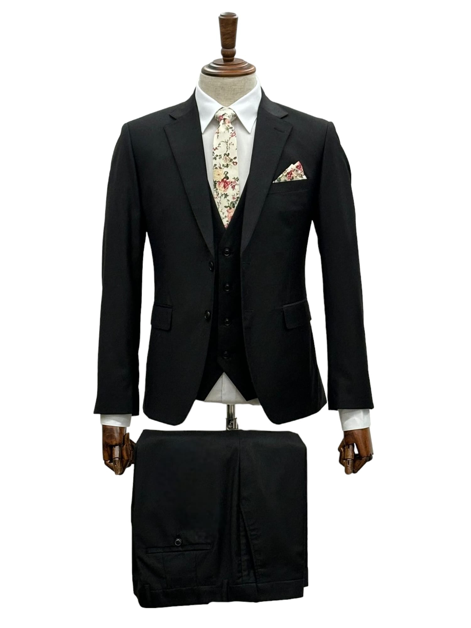 Effetti Suit Designer - 2 button Notch Lapel slim fit EF2N+V-8129 BLACK - 34 Short or Extra Small