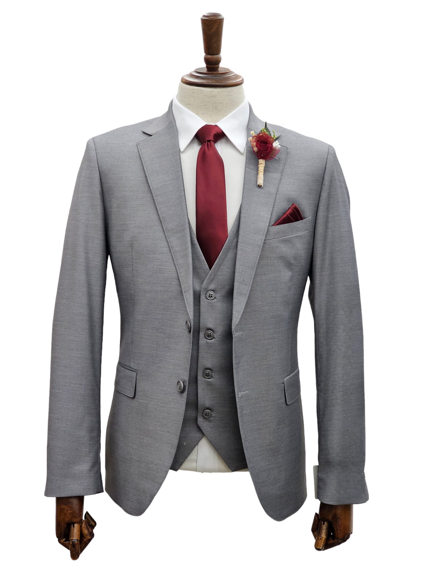 Effetti Suit Designer - 2 button Notch Lapel slim fit EF2N+V-8129 LIGHT GREY - 34 Short or Extra Small