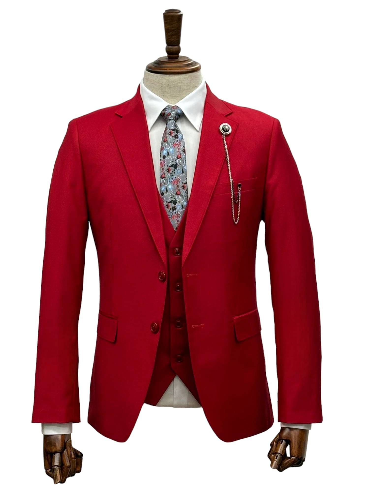 Effetti Suit Designer - 2 button Notch Lapel slim fit EF2N+V-8129 RED - 34 Short or Extra Small
