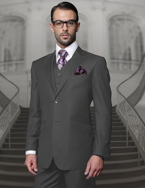100 Percent Wool Fit Suit - Mens Wool Business EggplantSuits - New Arrival - 34 Short or Extra Small