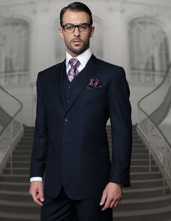 100 Percent Wool Fit Suit - Mens Wool Business EggplantSuits - New Arrival - 34 Short or Extra Small