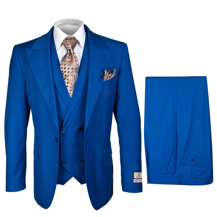 Royal Blue 3-Piece Suit Rossi Man ELI RM110 Slim Fit Mens Formalwear