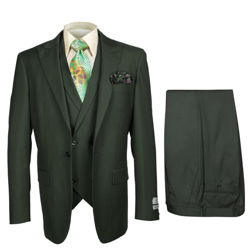 Rossi Man ELI RM117 Classic 3-Piece Mens Suit in Hunter Green