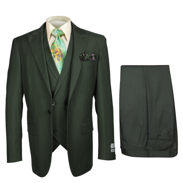 Rossi Man ELI RM117 Classic 3-Piece Mens Suit in Hunter Green