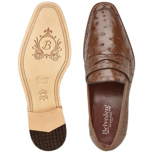 Belvedere Espada Tabac  Genuine Ostrich Quill Penny Loafer - 6